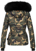 Navahoo Adele Ladies Winter Jacket Warm Lined Teddy Fur Quilted Winterjacket B361 Camouflage - Army Size XS - Size 34