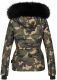 Navahoo Adele Ladies Winter Jacket Warm Lined Teddy Fur Quilted Winterjacket B361 Camouflage - Army Size XS - Size 34
