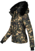 Navahoo Adele Damen Winterjacke warm gefüttert Teddyfell Camouflage - Army Größe L - Gr. 40