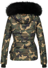 Navahoo Adele Damen Winterjacke warm gefüttert Teddyfell Camouflage - Army Größe L - Gr. 40