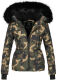 Navahoo Adele Damen Winterjacke warm gefüttert Teddyfell Camouflage - Army Größe L - Gr. 40