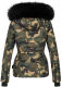 Navahoo Adele Damen Winterjacke warm gefüttert Teddyfell Camouflage - Army Größe L - Gr. 40