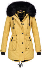 Navahoo Luluna Damen Winterjacke mit Kunstfell und Teddyfell Gelb Größe XS - Gr. 34