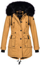 Navahoo Luluna ladies winter jacket with faux fur - Camel-Gr.S