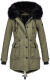 Navahoo Luluna Damen Winterjacke mit Kunstfell und Teddyfell Grün Größe XS - Gr. 34