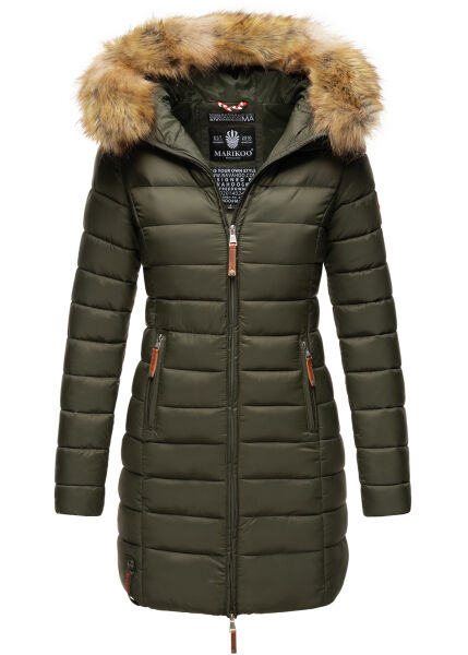 Marikoo Rose Damen Lange Winter Steppjacke Grün-Größe XS - Gr. 34