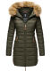 Marikoo Rose Damen Lange Winter Steppjacke Grün-Größe XS - Gr. 34