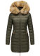 Marikoo Rose Damen Lange Winter Steppjacke Grün-Größe XS - Gr. 34