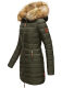 Marikoo Rose Damen Lange Winter Steppjacke Grün-Größe XS - Gr. 34