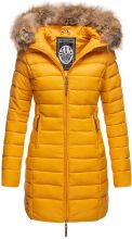 Marikoo Rose Damen Lange Winter Steppjacke Gelb-Größe XS - Gr. 34