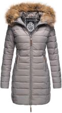 Marikoo Rose Damen Lange Winter Steppjacke Grau-Größe XS - Gr. 34