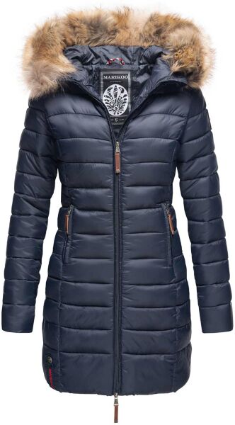 Marikoo Rose Damen Lange Winter Steppjacke Navy-Größe S - Gr. 36