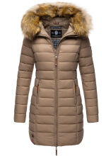 Marikoo Rose Damen Lange Winter Steppjacke Taupe-Größe XS - Gr. 34