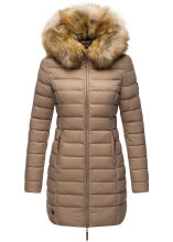 Marikoo Rose Damen Lange Winter Steppjacke Taupe-Größe XS - Gr. 34