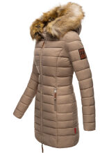Marikoo Rose Damen Lange Winter Steppjacke Taupe-Größe XS - Gr. 34