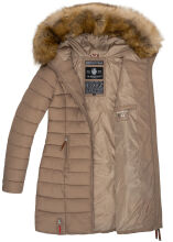 Marikoo Rose Damen Lange Winter Steppjacke Taupe-Größe XS - Gr. 34
