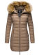 Marikoo Rose Damen Lange Winter Steppjacke Taupe-Größe XS - Gr. 34