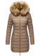 Marikoo Rose Damen Lange Winter Steppjacke Taupe-Größe XS - Gr. 34