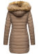 Marikoo Rose Damen Lange Winter Steppjacke Taupe-Größe XS - Gr. 34