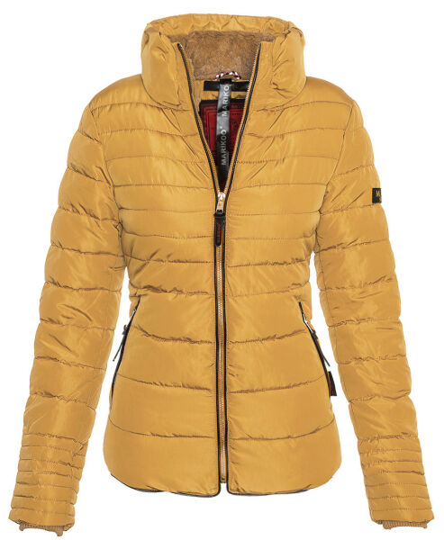 Marikoo Amber Damen Winter Steppjacke gefüttert mit kuschligem Teddyfell Camel Größe XXL - Gr. 44
