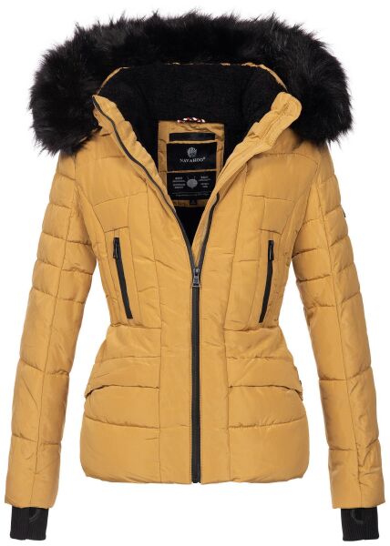 Navahoo Adele Ladies Winter Jacket Warm Lined Teddy Fur Quilted Winterjacket B361 Camel Size XS - Size 34
