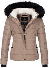 Navahoo Miamor Damen Winter Steppjacke gefüttert mit Teddyfell Taupe Größe S - Gr. 36