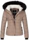 Navahoo Miamor Damen Winter Steppjacke gefüttert mit Teddyfell Taupe Größe S - Gr. 36