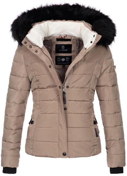 Navahoo Miamor ladies winter quilted jacket with teddy fur - Taupe-Gr.XL