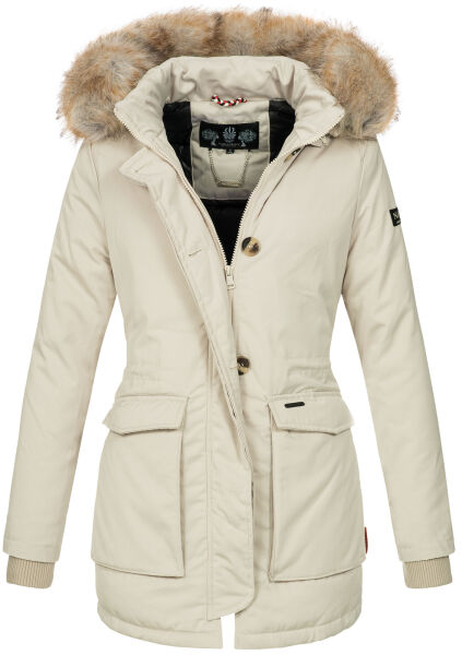 Navahoo Schneeengel Damen Winterjacke warm gefüttert mit Kapuze Creme Größe XS - Gr. 34