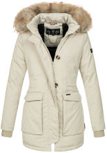 Navahoo Schneeengel Damen Winterjacke warm gefüttert mit Kapuze Creme Größe XS - Gr. 34