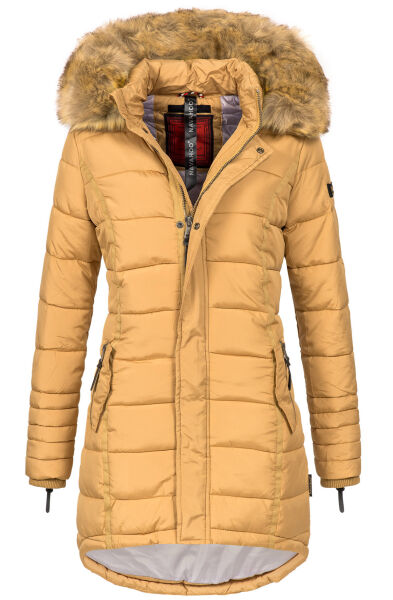 Navahoo Papaya Damen gesteppte Winterjacke mit Doppelzipper und gefüttert Camel Größe XS - Gr. 34