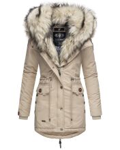 Navahoo Sweety 2 in 1 ladies parka winterjacket with fur collar - Taupe-Gr.XS