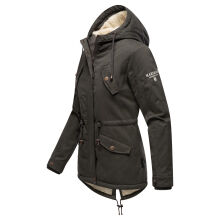 Marikoo Manolya Damen Parka Winterjacke mit Teddyfell Anthrazit Größe L - Gr. 40