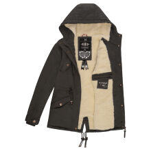 Marikoo Manolya Damen Parka Winterjacke mit Teddyfell Anthrazit Größe L - Gr. 40