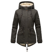 Marikoo Manolya Ladies Parka Jacket with Teddy Fur Anthracite Size XXL - Gr. 44