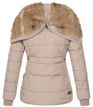 Marikoo Nekoo warm gefütterte Damen Winterjacke mit Kunstfell Taupe Größe M - Gr. 38