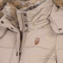 Marikoo Nekoo warm gefütterte Damen Winterjacke mit Kunstfell Taupe Größe M - Gr. 38