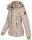 Marikoo Nekoo warm gefütterte Damen Winterjacke mit Kunstfell Taupe Größe M - Gr. 38
