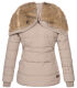 Marikoo Nekoo warm gefütterte Damen Winterjacke mit Kunstfell Taupe Größe M - Gr. 38