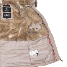 Marikoo Nekoo warm gefütterte Damen Winterjacke mit Kunstfell Taupe Größe XXL - Gr. 44