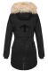 Navahoo Bombii Damen Winterjacke lang mit Kunstfell Schwarz Größe S - Gr. 36