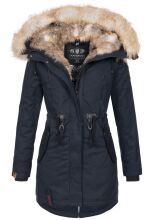 Navahoo Bombii ladies winter jacket long with faux fur - Navy-Gr.XL