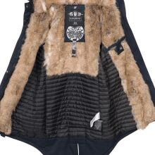 Navahoo Bombii ladies winter jacket long with faux fur - Navy-Gr.XL