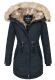 Navahoo Bombii ladies winter jacket long with faux fur - Navy-Gr.XL