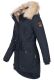 Navahoo Bombii ladies winter jacket long with faux fur - Navy-Gr.XL
