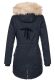Navahoo Bombii ladies winter jacket long with faux fur - Navy-Gr.XL