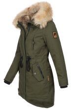 Navahoo Bombii ladies winter jacket long with faux fur - Olive-Gr.XS