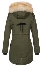 Navahoo Bombii ladies winter jacket long with faux fur - Olive-Gr.XS