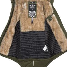 Navahoo Bombii ladies winter jacket long with faux fur - Olive-Gr.XS