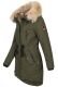 Navahoo Bombii ladies winter jacket long with faux fur - Olive-Gr.XS